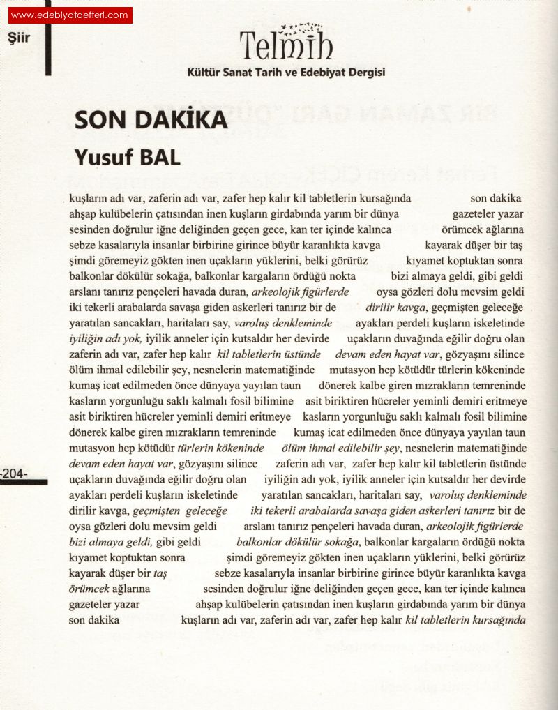 Son Dakika (Deneysel iir)