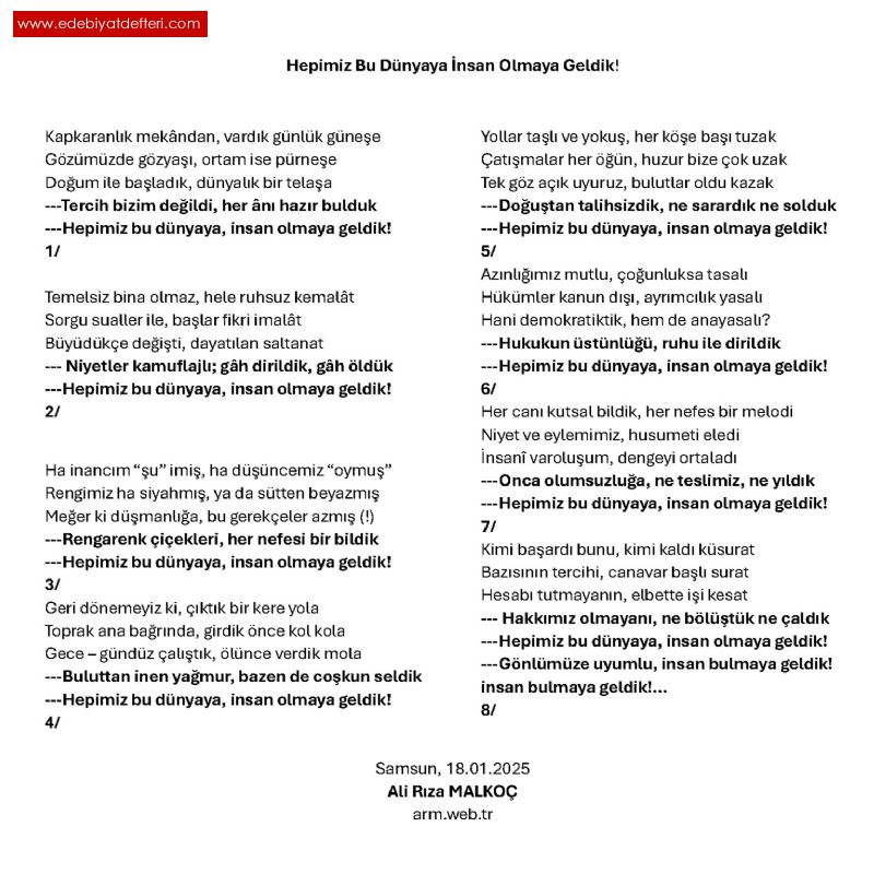 Hepimiz Bu Dnyaya nsan Olmaya Geldik!