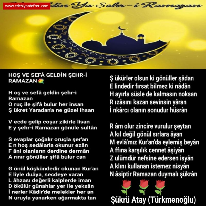 HOŞ VE SEFÂ GELDİN ŞEHR-İ RAMAZAN💐(AKROSTİŞ)
