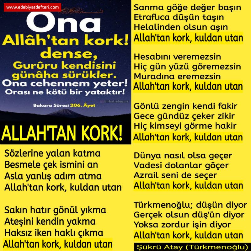 ALLAH'TAN KORK!