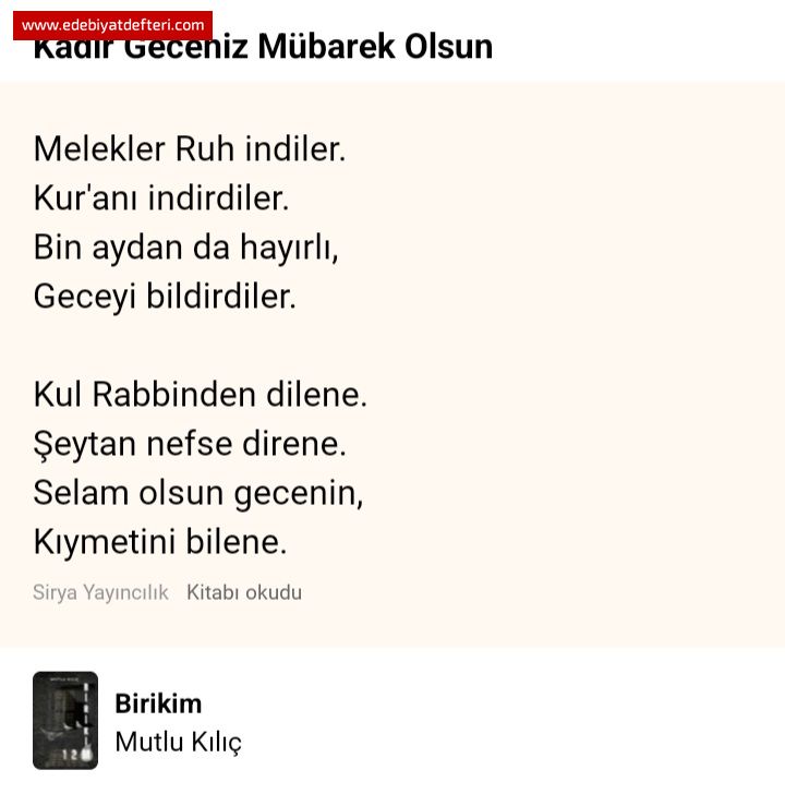 Kadir Geceniz Mbarek Olsun