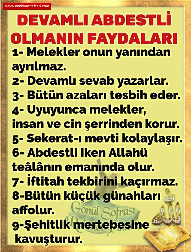 DEVAMLI  ABDESTLİ  OLMANIN  FAYDALARI.